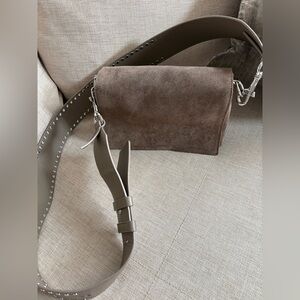 All Saints Suede Leather Crossbody Bag